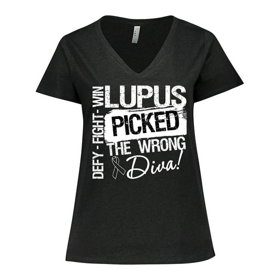 Inktastic Lupus Picked The Wrong Diva Women's Plus Size V-Neck T-Shirt