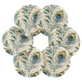 thumbnail image 7 of Yayeee 6 PCS Drink Coasters with Holder Set Woven Absorbent Round Tabletop Hot Pad, Peacock Feather, 7 of 7