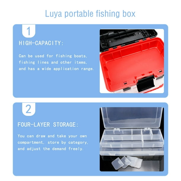 Fishing Tackle Boxes Portable Large Capacity Bait Accessory 4-layers  Durable Multifunctional Gray Red Custody Buckle Tool Kit Toolbox for Repair  Outdoor Gear Gray 