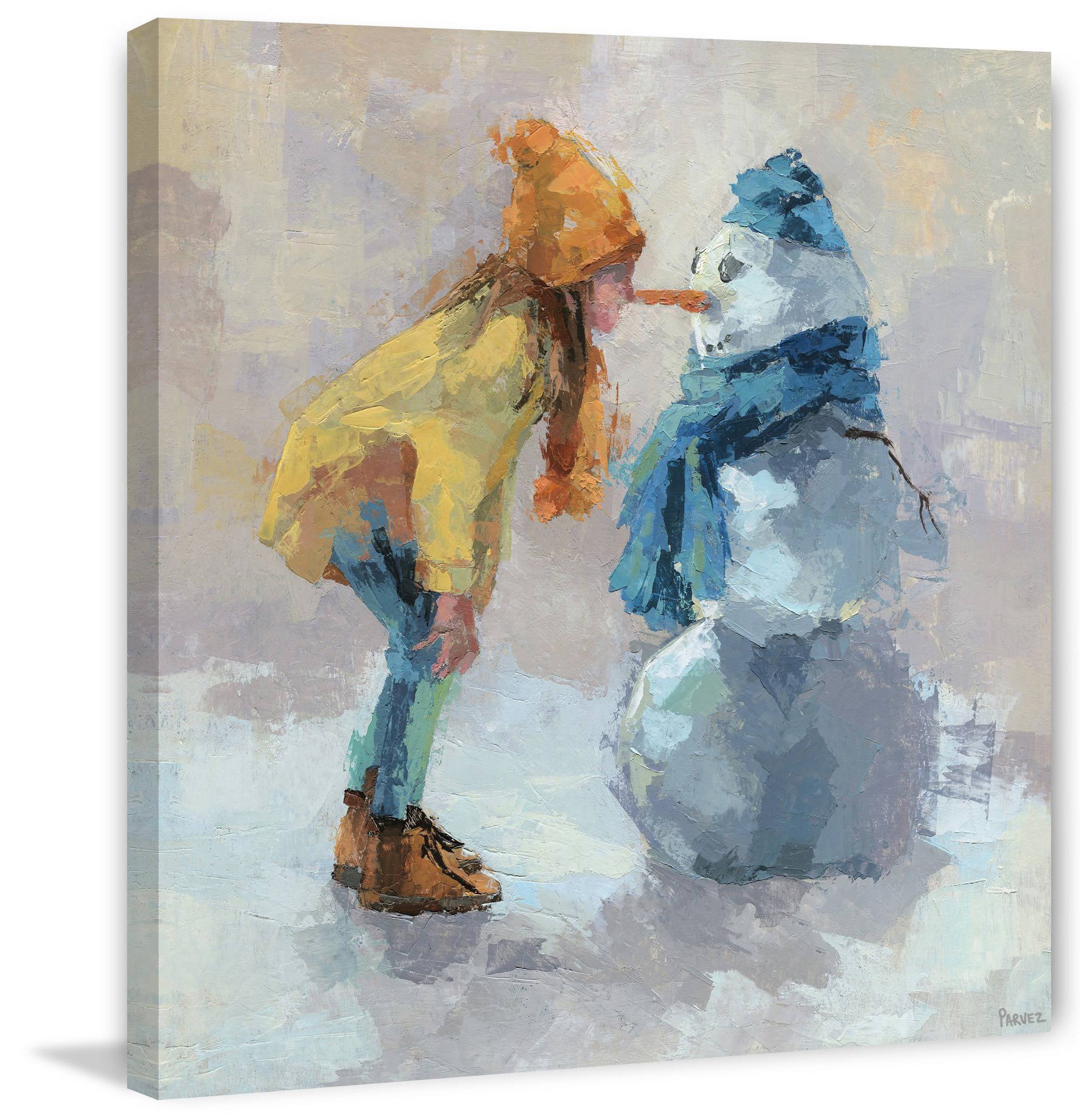 Parvez Taj Snowman Love Canvas Wall Art