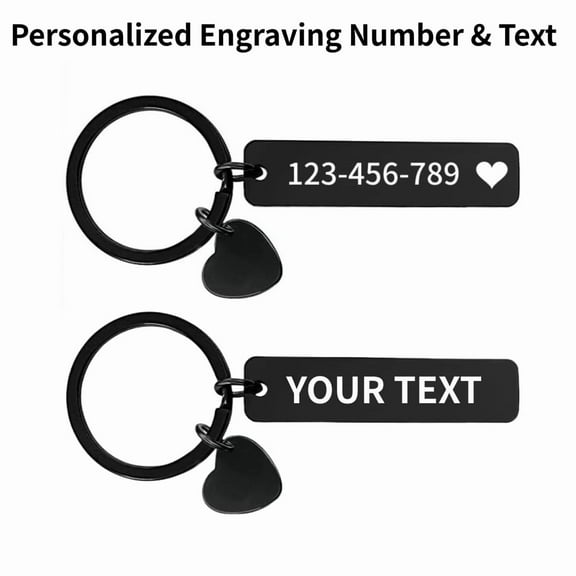 Stainless Steel Anti-Lost Keychain, Double-Sided Laser Engraving, Personal Anti-Lost Name Phone Number Keychains Drive Safe Car Keyring for Men & Women Gifts