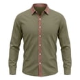 thumbnail image 4 of COMVALUE Men's Linen Shirt Long Sleeve Button Down Collar with Contrast Placket Regular Fit Casual Beach Tops (Army Green, L), 4 of 7