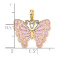 thumbnail image 3 of Diamond2Deal 14K Yellow Gold Lavender Enameled Butterfly Pendant for Women (L- 0.82 in, W- 0.84 in), 3 of 4