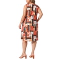 thumbnail image 3 of Agnes Orinda Women's Plus Size Summer Dress Crew Neck Sleeveless Beach Midi Sundress with Pockets 4X Orange, 3 of 6