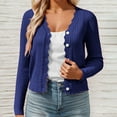 thumbnail image 5 of idosla Womens Cropped Cardigan Knit Shrugs for Dresses Tops V Neck Button Down Cardigans Sweaters (Dark Blue, S), 5 of 9