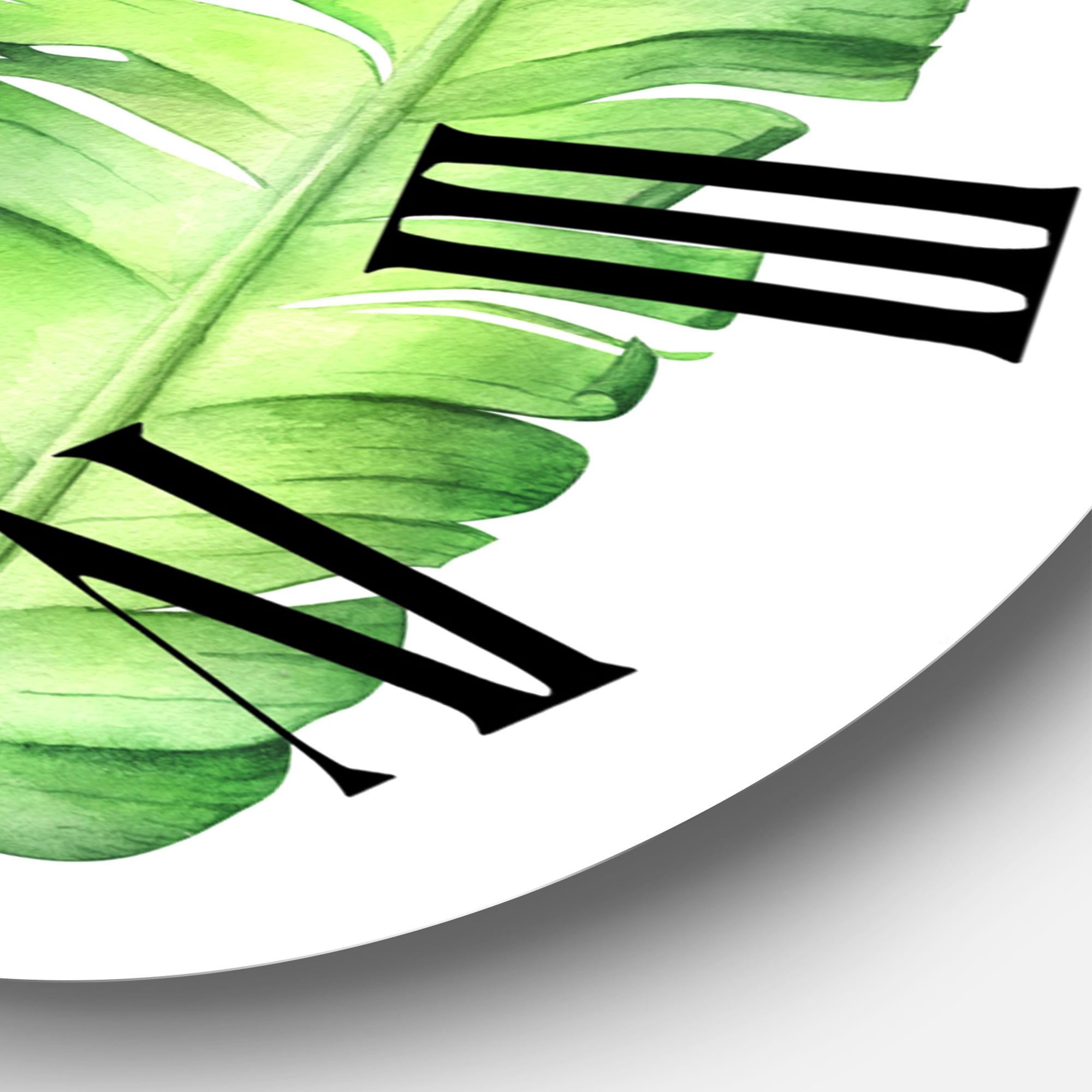 Designart 'Tropical Banana Leaves Set' Farmhouse Wall Clock