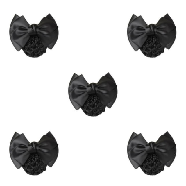 Baohd Wide Application Bow Work Hair Clips For Various Occasions Professional Hair Plate Mesh Pocket Two Bows-black 5Set