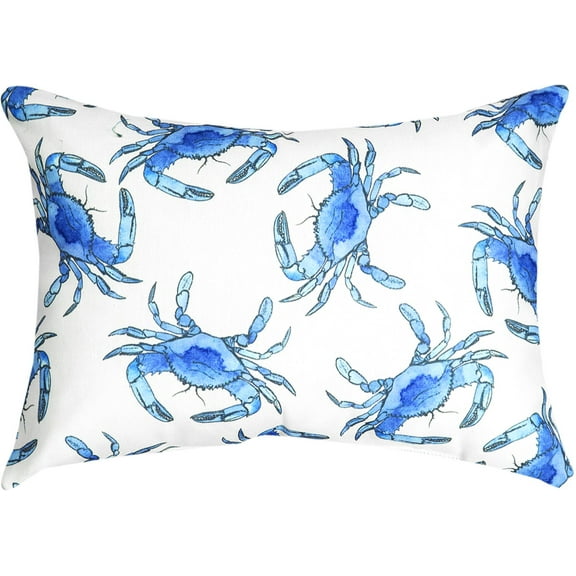 ArtFuzz Blue Crab Rectangle Pillow 18X13