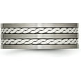 thumbnail image 4 of Chisel Titanium Antiqued and Brushed with Sterling Silver Braided Inlay 8.2mm Band - Ring Size 9.0, 4 of 8