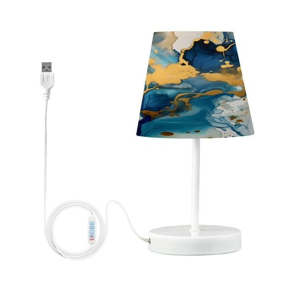 Sapphire Blue Gold Marble Desk Lamp LED Table Nightstand Lamps with 3 Color Temperatures for Home Bedroom Living Room Decor 6x11