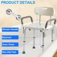 thumbnail image 6 of Shower Chair, Heavy Duty Shower Chair with Shower Handle, Adjustable Heights Portable Shower Chair Seat Bench, Anti-Slip Shower Bench Bathtub Stool for Elderly, Senior, Handicap & Disabled, 6 of 7