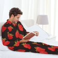 thumbnail image 4 of Mens Pajamas Set, Cute Strawberries Button Down Long Sleeve Loungewear Sleepwear Pjs sets for Men, 4 of 5