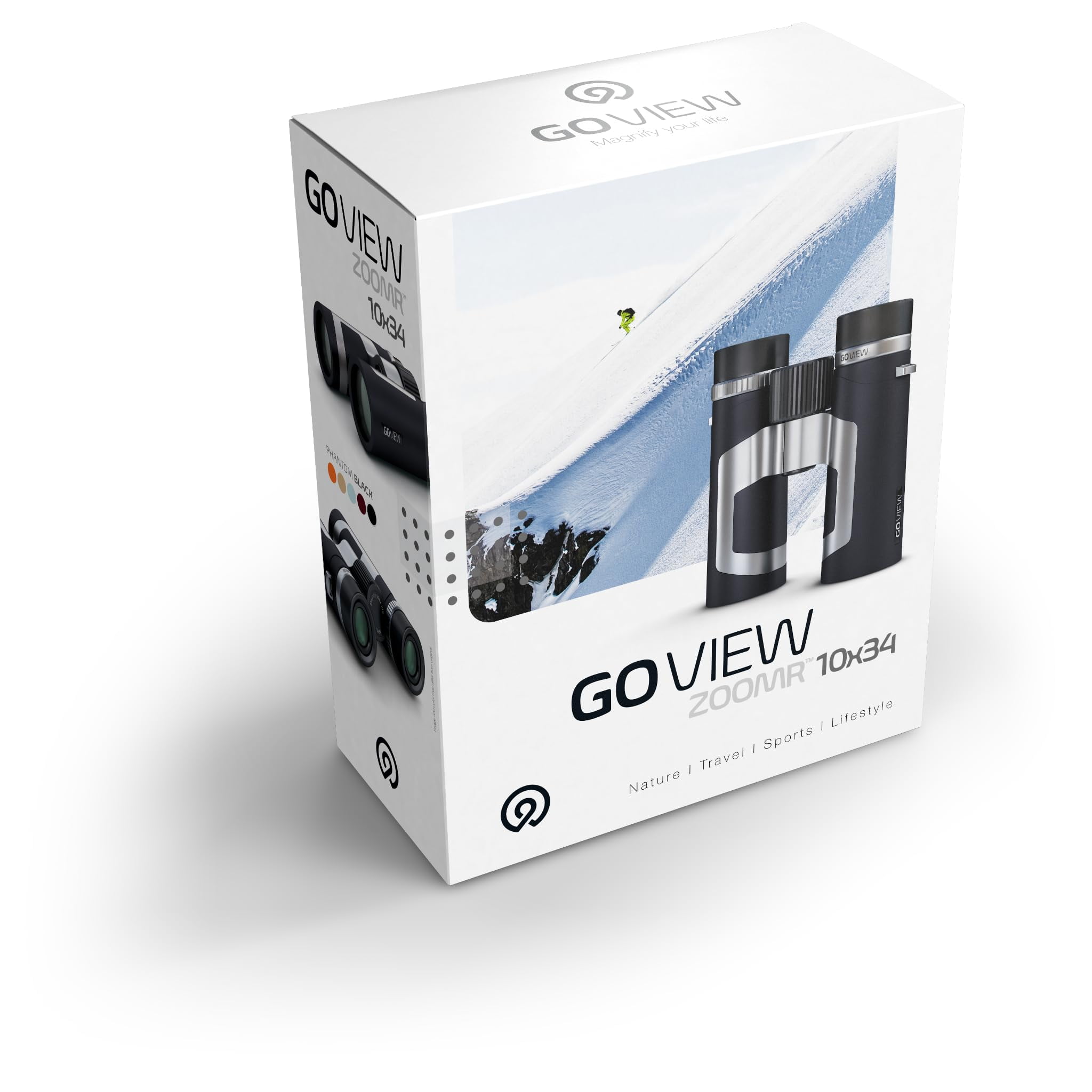 GoView ZOOMR 34mm Binoculars with Retail Packaging, Phantom Black, New, 1 Count