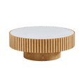 thumbnail image 4 of Hassch 35.4" Round Coffee Table with Sintered Stone Top, Modern Center Table for Living Room, Oak, 4 of 7