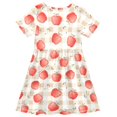 thumbnail image 2 of FORMRS Girls Short Sleeve Dress Summer Casual Round Neck A-line Beach Sundress, Sizes 2T-8T, Apple Plaid Pattern, 2 of 8