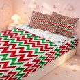 thumbnail image 3 of Manfei Festive Stripes Zipper Twin Comforter Sets with Fitted Sheet and 2 Pillowcases,Traditional Christmas Zipper Bedding Set,Red Green,Christmas Reversible,4pcs, 3 of 8
