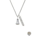thumbnail image 2 of Delight Jewelry Two-tone 3-D Ghost with Black Crystals Silvertone Forever Bar Charm Necklace, 23", 2 of 4