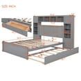 thumbnail image 5 of Queen Size Platform Bed with All-in-One Cabinet and Shelf, Storage Bed with Trundle, 2 Drawers and Bookcase Headboard, Solid Wood Bed Frame with Slats Support, No Box Spring Needed, Gray, 5 of 9