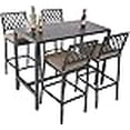 thumbnail image 3 of Sumshadow Outdoor Patio Bar Set, Bar Height Patio Dining Set, Weather-Resistant Bistro Counter Pub Set with Cushions & Slatted Tabletop for Backyard, 3 of 4