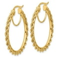thumbnail image 2 of Diamond2Deal 10k Yellow Gold Polished and Diamond-cut Rope 2.95mm Hoop Earrings for Women, 2 of 3