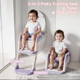 thumbnail image 4 of Soluxeo 3-In-1 Potty Training Seat, Adjustable and Foldable Step Stool with Safety Harnes, Upgrade Toddler Toilet Seat for Kids Boys Girls, Purple, 4 of 9