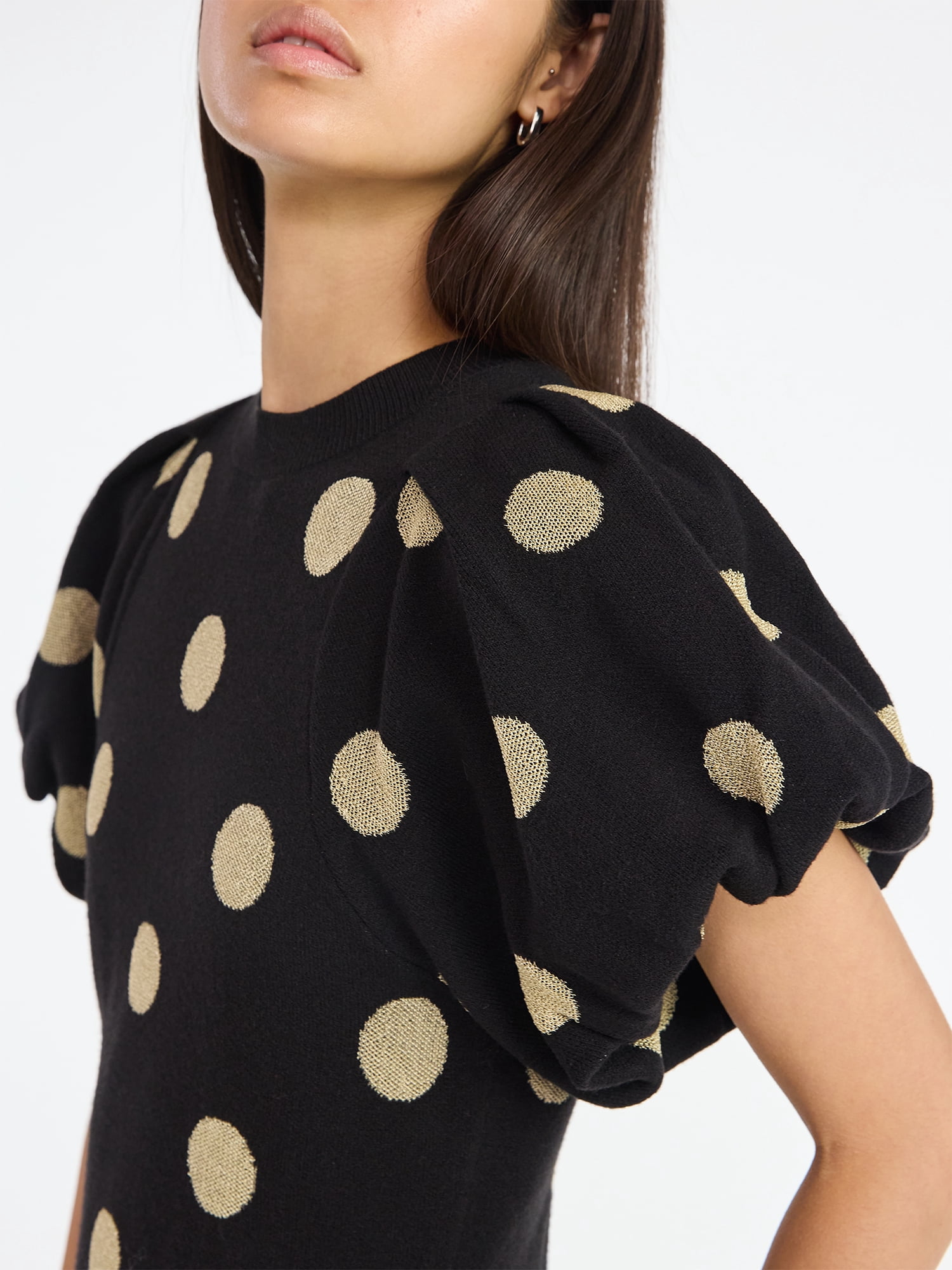 Scoop Women's and Women's Plus Sweater Dress with Puff Sleeves, Sizes XS-4X