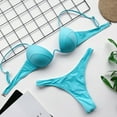 thumbnail image 6 of ylioge Bikini Sets for Women Trendy Swimsuits Two Piece with Underwire Bras and High Waisted Thongs Bathing Suits Ladies Solid Swimwear Sets, 6 of 8