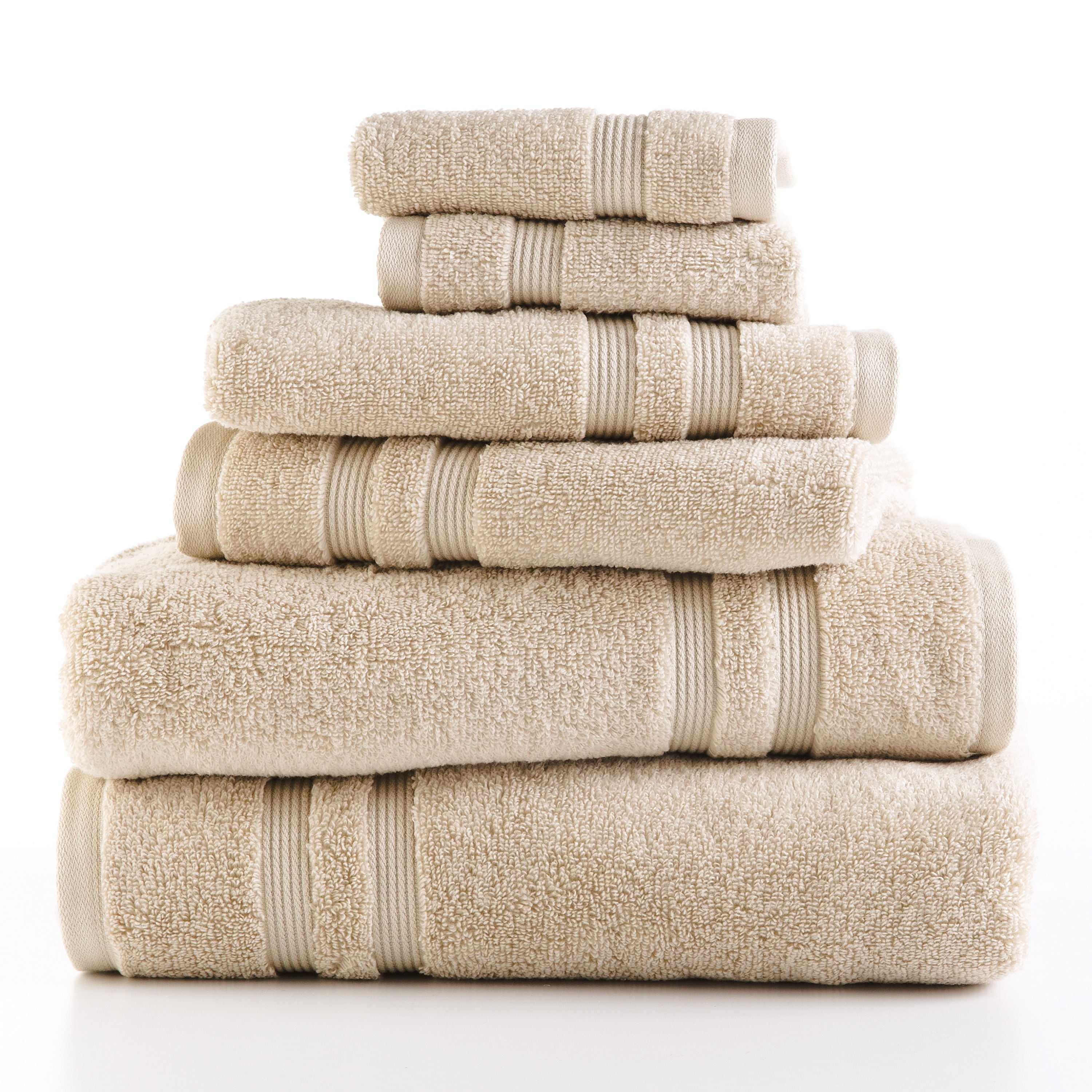 Mainstays Performance Solid 6Piece Bath Towel Set Papyrus Beige