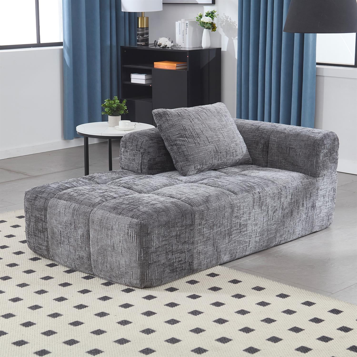 Demi Bonn 62" Plush Chenille Loveseat Sofa, Modular Sleeper for Living Room, Bedroom, Apartment Lounge, Stylish & Comfortable Couch, Gray