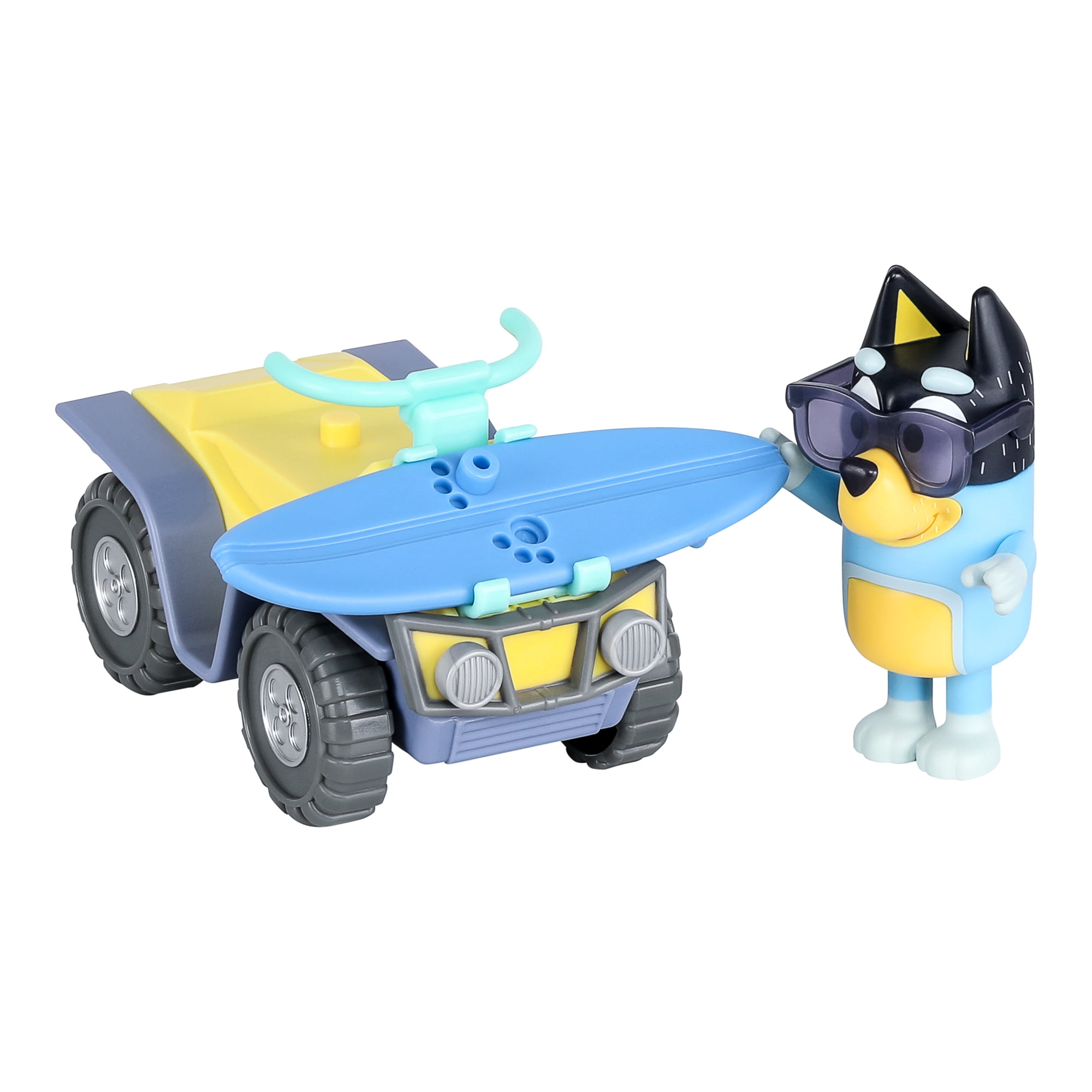 Bluey Beach Quad with Bandit with 2.5-3 inch Figure and Surfboard Vehicle and Figure Pack, Ages 3+
