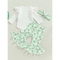 thumbnail image 4 of Bagilaanoe 3Pcs Newborn Baby Girl Long Pants Set Long Sleeve Romper Tops + Flare Trousers + Headband 6M 12M 18M 24M Infant Casual Outfits, 4 of 9
