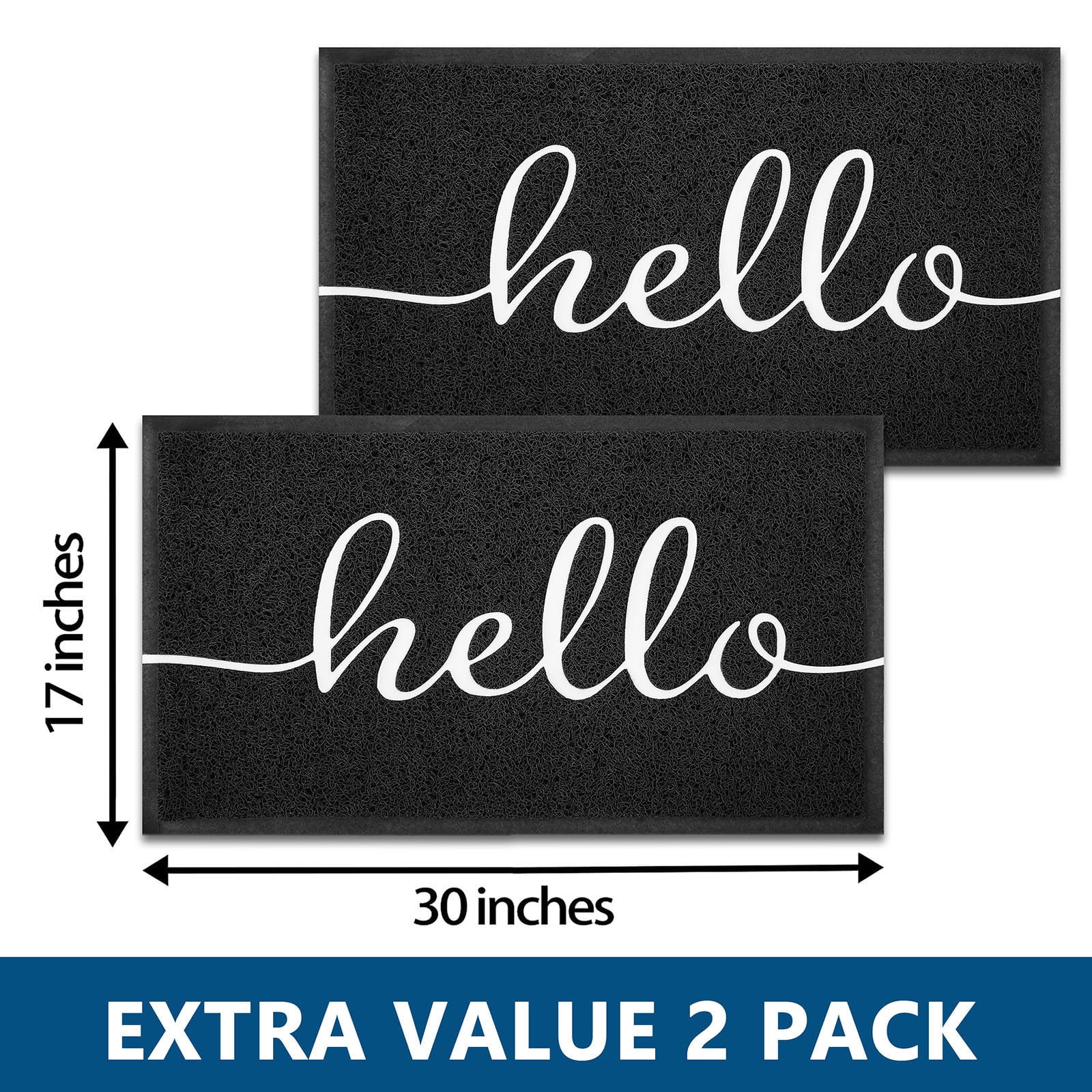 iOhouze 2-Pack Doormat 30"x17.5" Upgraded Outdoor Indoor Hello Front Door Mat Non Slip Welcome Door Mats Durable Easy Clean Front Doormat for Garage Entryway Patio High Traffic Areas