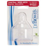 Dr. Brown's Original Wide-Neck Nipple, Level 1 (0m+), 2-Pack