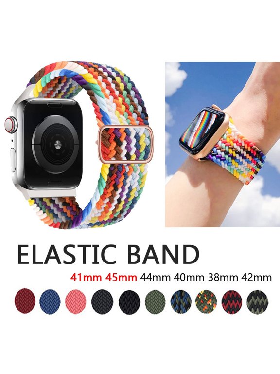 Braided Solo Loop for Apple Watch Band 45mm 41mm 44mm 40mm 38mm 42mm Nylon Adjustable Elastic Bracelet iWatch 3 4 5 se 6 7 Strap