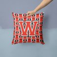 thumbnail image 2 of Letter W Football Scarlet and Grey Fabric Decorative Pillow, 2 of 4
