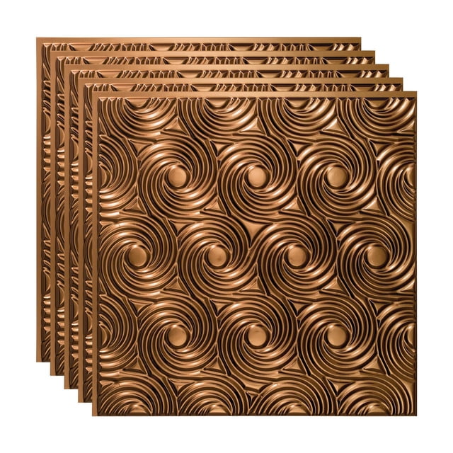 FASÄDE Cyclone Decorative Vinyl 2ft x 2ft Glue Up Ceiling Panel in Oil Rubbed Bronze (5 Pack)