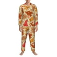 thumbnail image 3 of Naloa Autumn Animal Maple Leaves Men’s Pajamas Set - Long Sleeve Button Down Sleep Shirt and Pajama Bottoms Sleepwear Set-Medium, 3 of 7