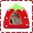 thumbnail image 2 of Cama para conejillos de indias y hámster, nido cálido de invierno para mascotas pequeñas, casa antideslizante para erizos con diseño de fresa., 2 of 5