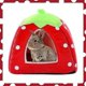 thumbnail image 2 of Cama para conejillos de indias y hámster, nido cálido de invierno para mascotas pequeñas, casa antideslizante para erizos con diseño de fresa., 2 of 5
