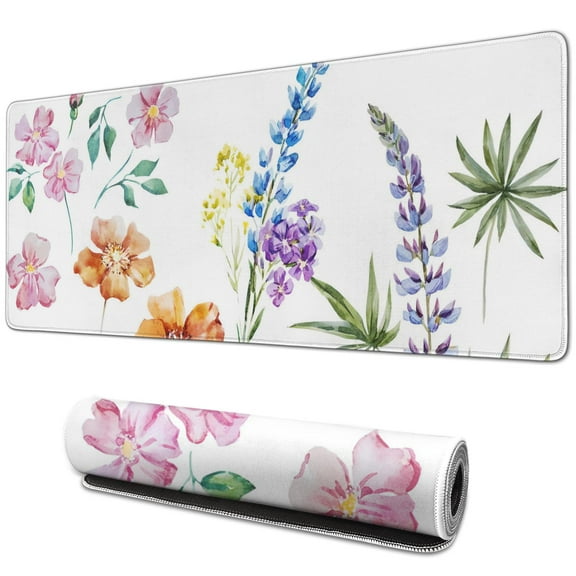 Stylish Large Flower Mouse Pad - Aesthetic Desk Mat, Extended Gaming Mat - Decorative Desk Protector for Women Office Girl Gamer - 31.5x11.8 Inch