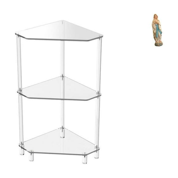 Mesa auxiliar de esquina,Mesa auxiliar de esquina de acrílico de 3 niveles,Estatua de Lutero,Estatua de la Virgen María Figura Colección Religiosa,Figura de resina y Señora de Lutero