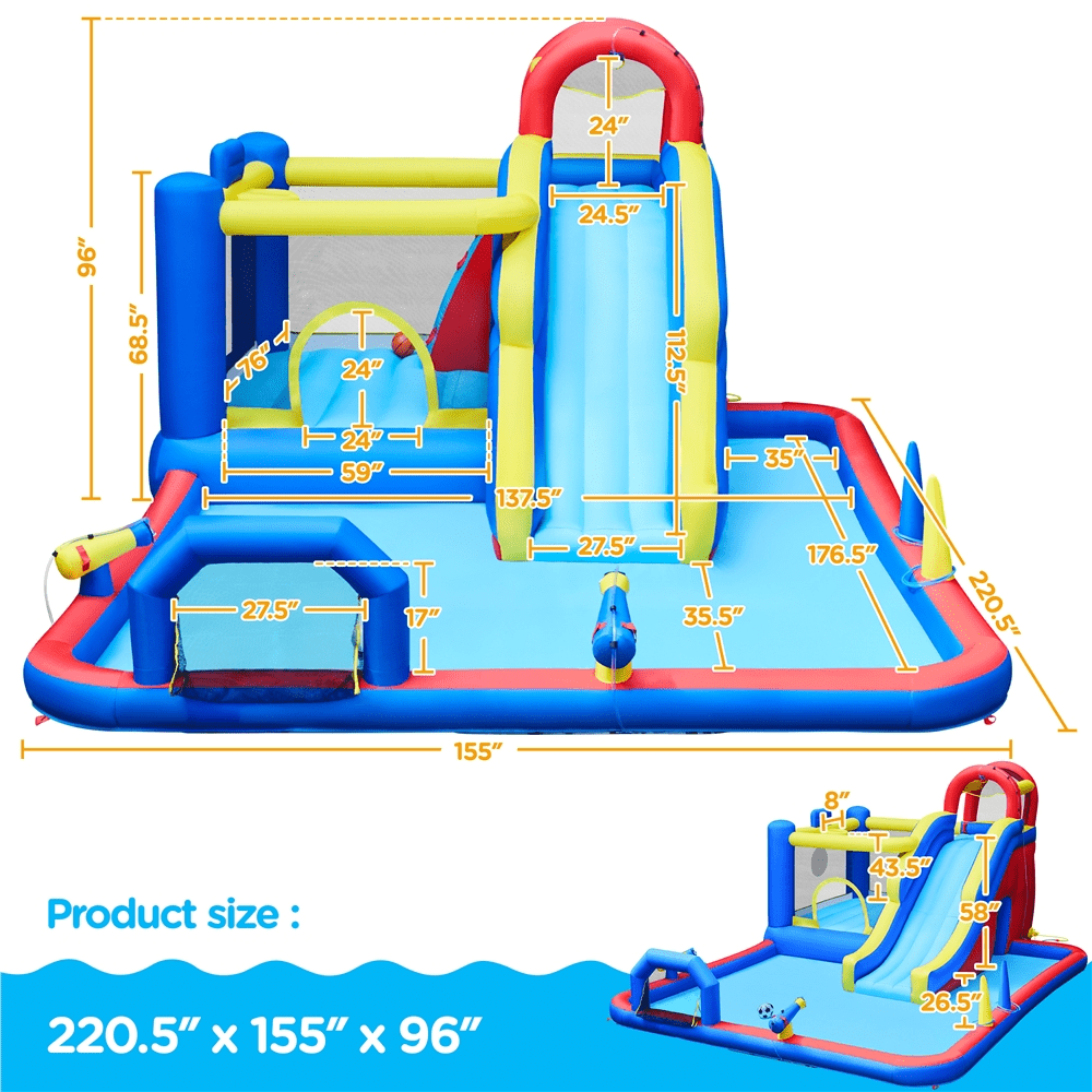 Yaheetech 10-In-1 Inflatable Water Slide with Storage Bag, Blue