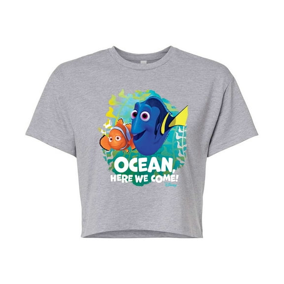 Disney Finding Dory - Ocean Here We Come - Juniors Cropped Cotton Blend T-Shirt