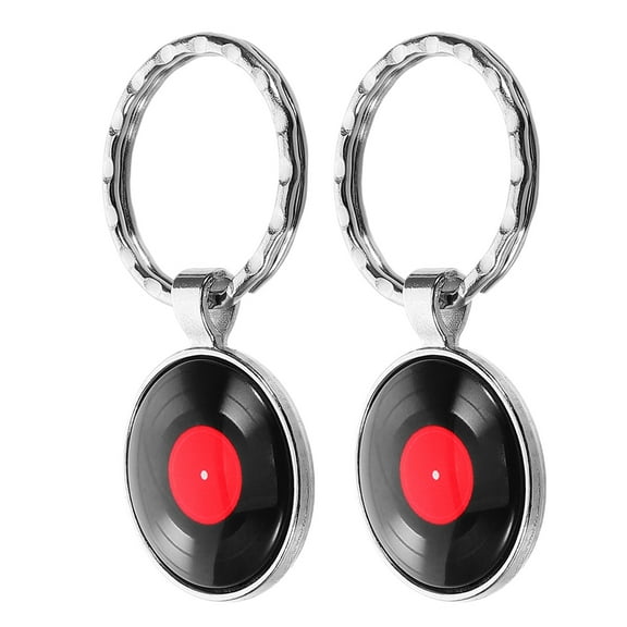 LABSERRON Vintage Vinyl Record Keychain 2Pcs Retro Metal Keyring Accessory For Backpack And Handbag Music Events