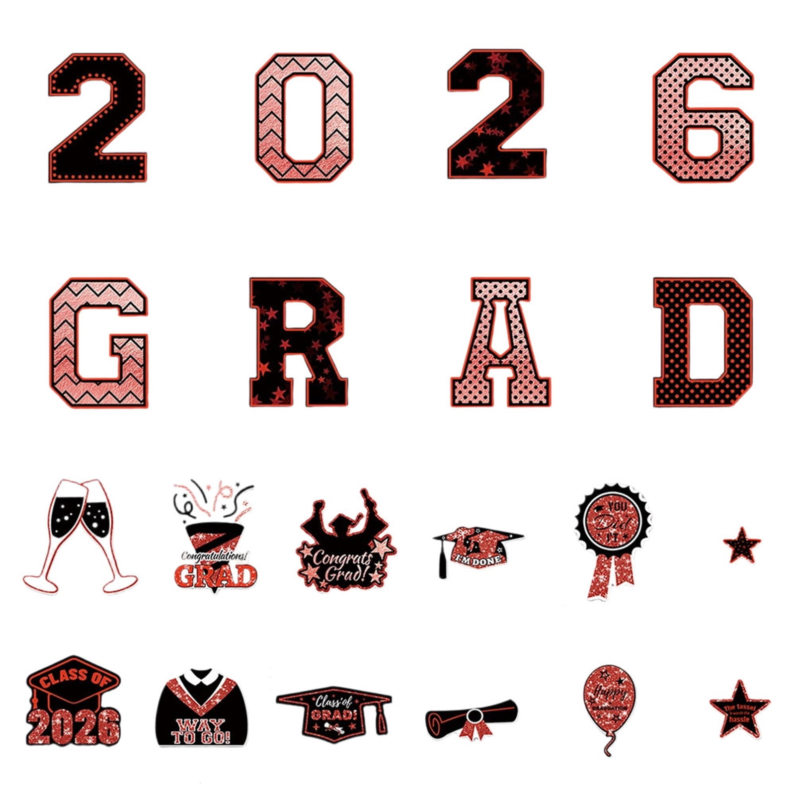1 Sets 2026 Graduation Car Sticker Decoration, Congrats Grad 2026 Refrigerator Garage Door Stickers, Class of 2026 Graduation Car Decal for Decor Graduation Party Supplies