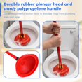 thumbnail image 4 of 12 Pack Toilet Plungers Bulk with 19.7 Inch Long Handle Force Suction Cup Rubber Plunger for Bathroom to Fix Clogged Toilets Drains (Red), 4 of 4