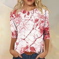 thumbnail image 7 of Womens Fall Shirts Halloween Crew Neck 3/4 Length Sleeve Pumpkin T-Shirts Thanksgiving Graphic Tee Tops, 7 of 7