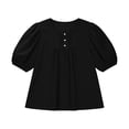 thumbnail image 5 of Sevevn Women's Fashion Loose Casual Round Neck Short Sleeve Puff Sleeve Front T-Shirt Oversized Top Black XXXXL, 5 of 5