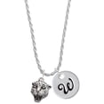 thumbnail image 1 of Delight Jewelry Silvertone Small Jaguar - Mascot Silvertone Script Initial Disc - W - Charm Necklace, 20"+3", 1 of 4