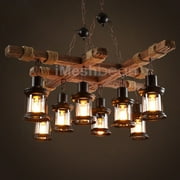 iMeshbean Rustic Farmhouse Furniture Wood Chandelier Pendant Lighting Fixture For 7 - 8 Kitchen Dining Room Bar Hotel Industrial Decor
